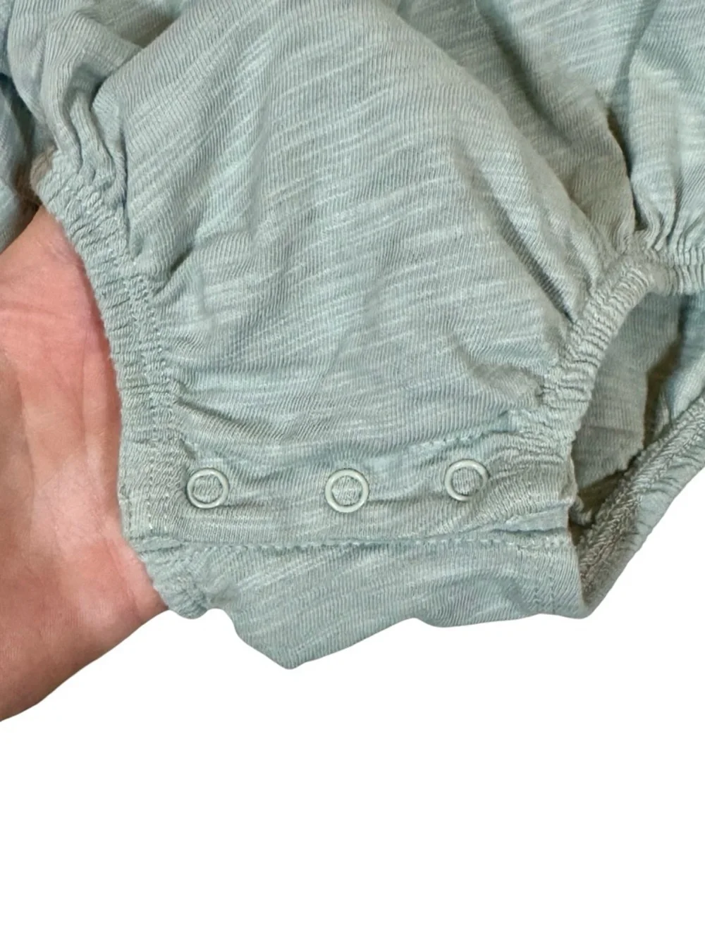 Tane Organic Flamé Sleeveless Henley Romper Seafoam 3-6 months-Still Full Price